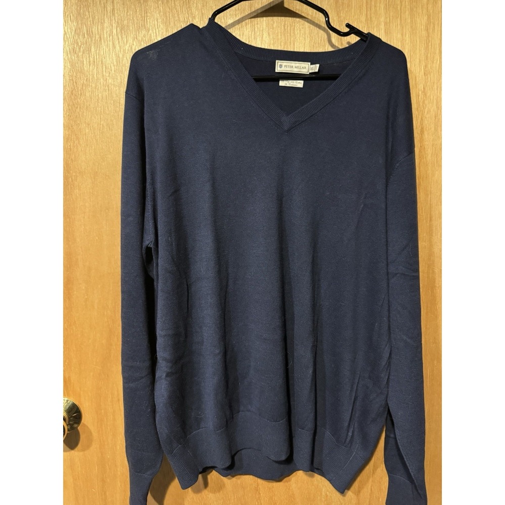 Peter Millar V-Neck Sweater  XL Cashmere Silk Blend Golf Quiet Luxury Old Money
